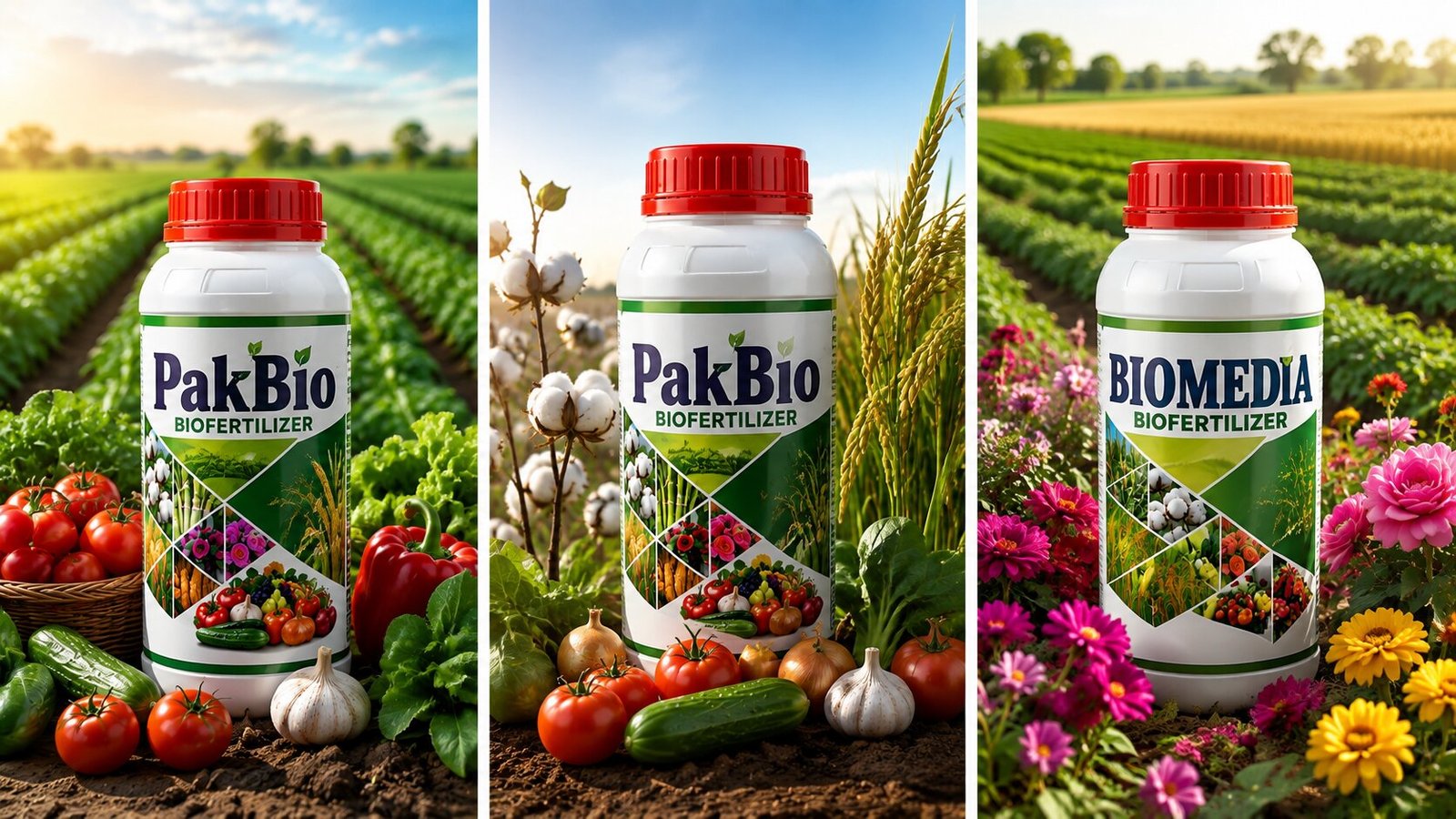 Wheat crop treated with PakBio biofertilizer